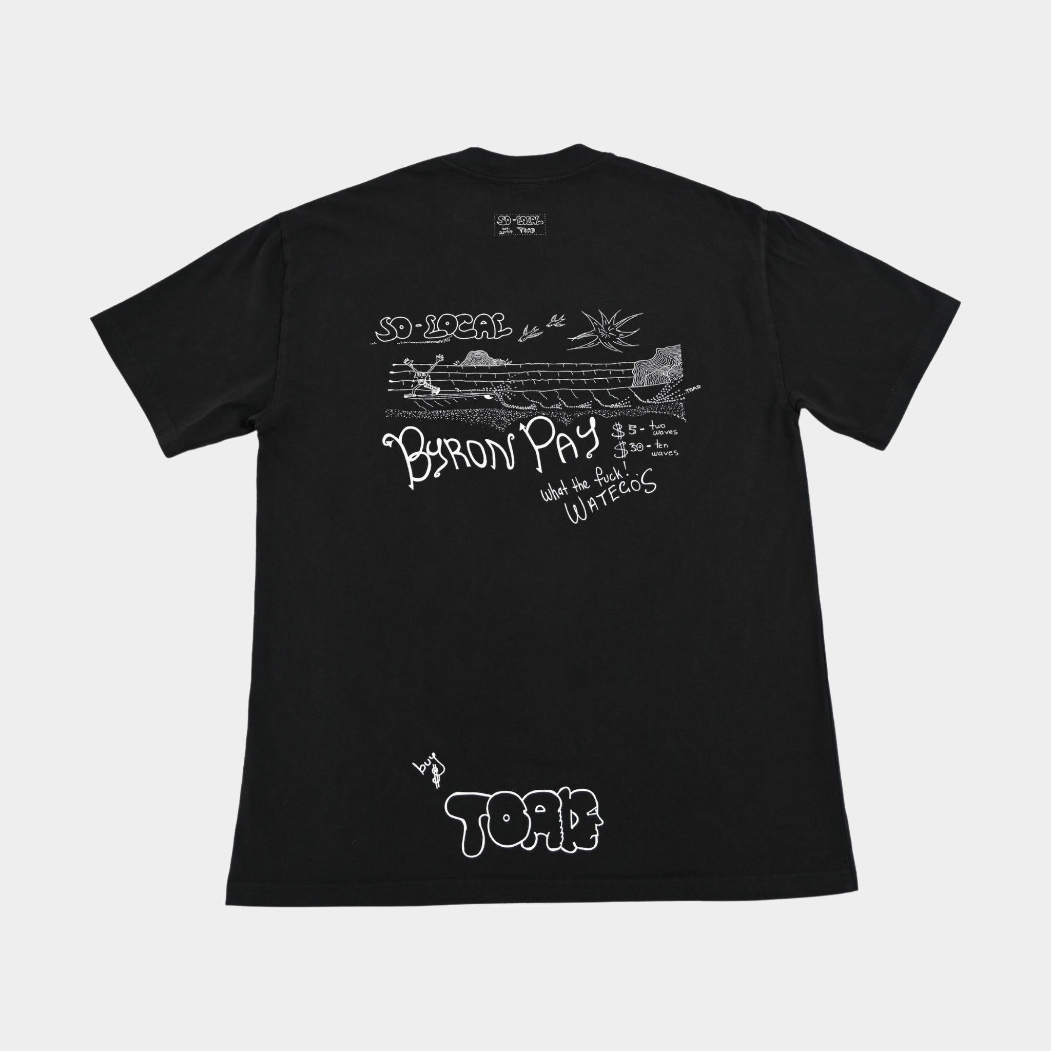 Back flatlay BYRON PAY heavy faded t-shirt in butter, surf and skate streetwear, Gold Coast Australia